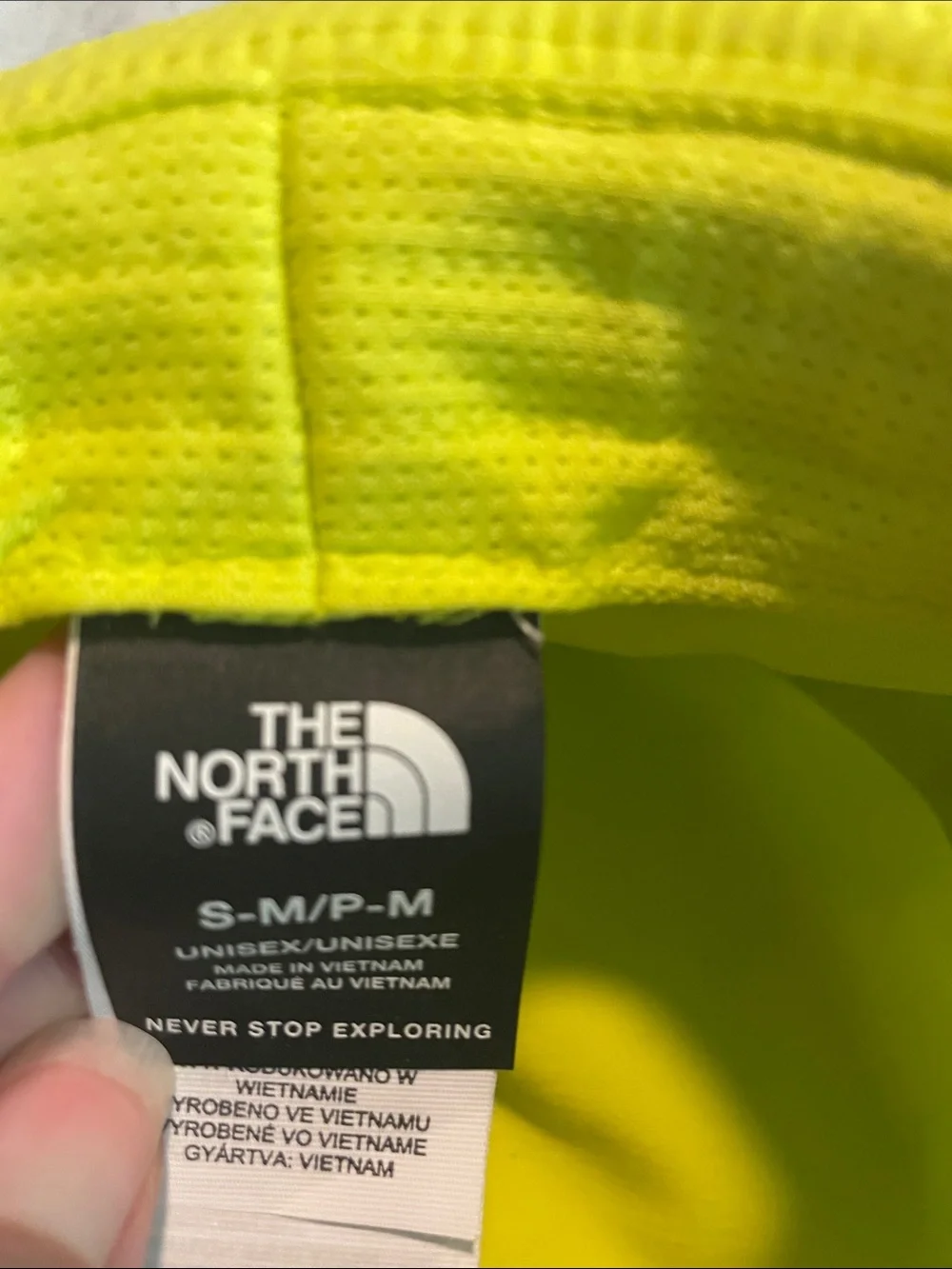 The North Face Kids Neon Yellow Bucket Hat with Black Logo Band